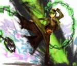  daaijianglin green_hair hat hazama highres kicking male 