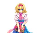  blonde_hair blue_eyes book capelet dress hairband riv short_hair solo touhou transparent_background 