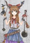  bad_id enola_(ebanataw) giantess hakurei_reimu horns ibuki_suika kirisame_marisa minigirl multiple_girls sketch smile touhou traditional_media 