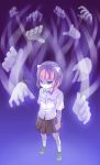  elfen_lied hands highres horns lucy pink_eyes pink_hair pleated_skirt purple short_hair skirt standing takeda_kanryuusai vectors young 