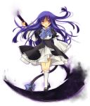  blue_hair cat_tail dress frederica_bernkastel kou_(project-n) long_hair purple_eyes ribbon scythe tail umineko_no_naku_koro_ni violet_eyes 