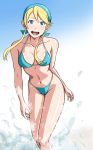  bikini blonde_hair blue_eyes heroman highleg highleg_bikini highleg_swimsuit lina_davis long_hair swimsuit tomizofu wading water 