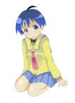  blue_eyes blue_hair katagiri_himeko kneeling pani_poni_dash! rounin rounin_(jhsd) school_uniform short_hair 