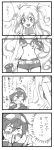  4koma alternate_hairstyle amasawa_akira blood blush comic cosplay fingerless_gloves gloves monochrome nia_teppelin nosebleed simon tengen_toppa_gurren_lagann thumbs_up translated translation_request twintails yoko_littner yoko_littner_(cosplay) 