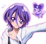  1girl arudebido dabyi_(dokidoki!_precure) dokidoki!_precure dress_shirt hair_down kenzaki_makoto loose_necktie precure purple_hair shirt short_hair violet_eyes 