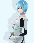  blue_hair ikedan neon_genesis_evangelion plugsuit red_eyes short_hair skin_tight solo 