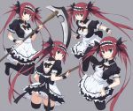  bad_id black_legwear black_thighhighs bow breasts cleavage domu green_eyes hair_bow high_heels long_hair looking_back maid maid_headdress open_mouth panties queen&#039;s_blade queen's_blade red_hair redhead ribbon scythe shoes thigh-highs thighhighs twintails underwear weapon white_panties wrist_cuffs 