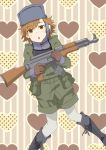  akm assault_rifle gun hat headset heart hiropoo military military_uniform misaka_imouto operator pantyhose rifle to_aru_majutsu_no_index uniform weapon 