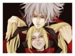  blonde_hair evivi heterochromia long_hair male rachel_alucard ragna_the_bloodedge red_eyes twintails white_hair 