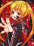  blazblue blonde_hair dice8 long_hair open_mouth rachel_alucard red_eyes solo twintails 