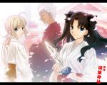  archer fate/stay_night japanese_clothes miko saber tohsaka_rin 