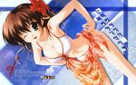  blue_eyes breasts brown_hair cleavage ef ef_a_fairy_tale_of_the_two highres miyamura_miyako sarong swimsuit wallpaper wink 