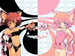  animal_ears black_bra black_panties blade blade_(lovewn) bow bra breasts cat_ears catgirl choker cleavage collar crotch_zipper cuffs earrings elbow_gloves fingerless_gloves gloves jewelry lingerie panties petite pink_eyes pink_hair red_eyes red_hair redhead ribbons siblings striped suspenders tail twins underwear wallpaper white_panties zipper 