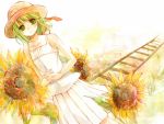  flower green_eyes green_hair gumi hat kamogawa_akira railroad_tracks sun_hat sunflower vocaloid 