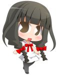  braid brown_eyes brown_hair chibi lowres ookamikakushi pac-man_eyes pantyhose ribbon school_uniform smile suntail twin_braids 