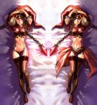  bow_(artist) bow_(bhp) chain from_above hat highres hood legs lying navel odin_sphere on_back panties purple_eyes symmetry thigh-highs thighhighs underwear velvet_(odin_sphere) violet_eyes 