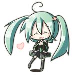  ahoge aoblue chibi closed_eyes green_hair happy hatsune_miku skirt smile solo thigh-highs thighhighs twintails vocaloid 
