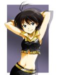  black_eyes black_hair cool_&amp;_sexy_(idolmaster) idolmaster kikuchi_makoto navel nekomaru short_hair smile 