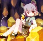 chaba_(hortensia) cheese gold grey_hair jewelry mouse_ears nazrin red_eyes short_hair tail touhou