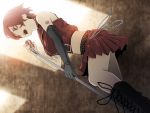  gloves meiko microphone red short_hair singing solo tattoo vocaloid 