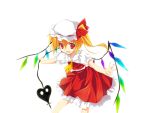  dress flandre_scarlet game_cg hat red_eyes riv side_ponytail skirt solo tachi-e touhou transparent_background vampire wings 