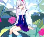  flower hydrangea japanese_clothes long_hair miko pink_hair solo sono twintails 
