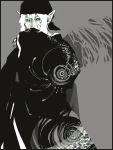  abstract border japanese_clothes kimono kusuriuri_(mononoke) male mizuwo monochrome mononoke oekaki solo tegaki 