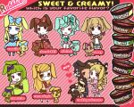  brown_hair bunny bunny_ears bunny_tail caramel chibi chocolate cookies_&amp;_cream food glasses green_hair green_tea hair_ribbon hat ice_cream japanese_clothes kimono mini_top_hat mint personification q_m rabbit rabbit_ears ribbon rum_raisin tail top_hat vanilla 