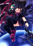  black_hair black_legwear black_thighhighs etogami_kazuya houjuu_nue legs polearm red_eyes short_hair snake solo thigh-highs thighhighs touhou trident weapon wings 