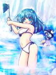  axe bikini green_eyes green_hair hat kochiya_sanae komeiji_koishi kouba moriya_suwako one-piece_swimsuit submerged swimsuit touhou weapon 