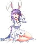  bad_id bottomless bunny_ears hiba_(artist) hiba_(p-p-purin) long_hair no_pants purple_hair rabbit_ears red_eyes reisen_udongein_inaba solo touhou 