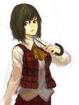  bust face green_hair kazami_yuuka plaid_vest red_eyes shirabi_(life-is-free) short_hair simple_background solo touhou umbrella untucked white_background 