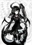  black_rock_shooter dead_master dress face green_eyes horns scythe shirabi_(life-is-free) smile solo weapon wings 