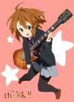  guitar highres hirasawa_yui instrument k-on! karei_(hirameme) pantyhose school_uniform short_hair smile uro_(colossus) 