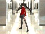  3d black_hair fate/stay_night long_hair pillar skirt solo thigh-highs tohsaka_rin twintails wallpaper zettai_ryouiki 