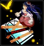  blood blue_eyes blue_hair butterfly dress flower furudo_erika hat ribbon saya6382 umineko_no_naku_koro_ni 