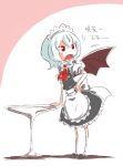  bat_wings blue_hair enmaided maid red_eyes remilia_scarlet short_hair solo sonson_(eleven) touhou translated wings 