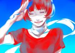  kon_satoshi paprika paprika_(character) red_hair redhead salute sanbonzakura scarf t-shirt tears white_skin 