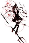  asymmetrical_wings bandages black_hair black_legwear dress highres houjuu_nue kodatino polearm red_eyes short_hair solo thighhighs torn_clothes torn_thighhighs touhou trident weapon wings zettai_ryouiki 