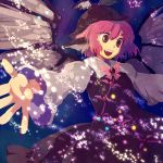  animal_ears dress fangs hands hat kinuko mystia_lorelei outstretched_arms pink_hair short_hair solo spread_arms tomobe_kinuko touhou wings 