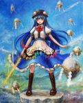 boots hat highres hinanawi_tenshi keystone long_hair oil_painting_(medium) shide shimenawa skirt sword sword_of_hisou tafuto touhou traditional_media weapon