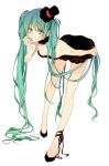  aqua_eyes aqua_hair full_body hat hatsune_miku leaning_forward legs long_hair mini_top_hat mmsl2 shoes simple_background solo top_hat twintails very_long_hair vocaloid 