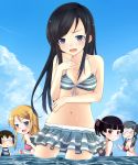  aragaki_ayase beach bikini black_hair blue_eyes glasses gokou_ruri hair_ornament hairclip highres kousaka_kirino long_hair makishima_saori one-piece_swimsuit ore_no_imouto_ga_konna_ni_kawaii_wake_ga_nai school_swimsuit swimsuit taha tamura_manami water 