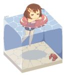  1girl afloat animated animated_gif brown_hair chibi closed_eyes crab dav-19 female hair_ornament hairclip hirasawa_yui innertube isometric k-on! lowres partially_submerged pixel_art relaxing school_swimsuit short_hair solo swimsuit transparent_background water 
