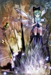  blue_hair bow cirno fairy hair_bow highres ice lonely orga_(pixiv) organ_derwald ribbon sitting snowflakes touhou wings 