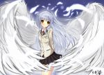  blazer blue_hair feathers long_hair rabbit_y school_uniform tachibana_kanade wings yellow_eyes 