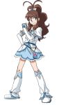  4chan blue_eyes brown_hair cosplay crossover cure_white cure_white_(cosplay) drawfag earrings futari_wa_precure gloves jewelry long_hair magical_girl midriff pokemon pokemon_(game) pokemon_black_and_white pokemon_bw precure simple_background skirt solo touko_(pokemon) white_background 