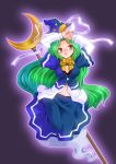  breasts cleavage ghost_tail green_eyes green_hair hat lingerie long_hair mima mizuki_hitoshi navel no_legs solo staff touhou underwear wizard_hat 