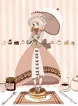  cake dress food food_as_clothes food_themed_clothes fork highres knife original pancake solo tea umbrella wamochi 