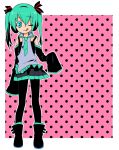  :p :q ;p aqua_hair detached_sleeves earmuffs hatsune_miku long_sleeves thigh-highs thighhighs tongue twintails ume_(pickled_plum) vocaloid wink young 